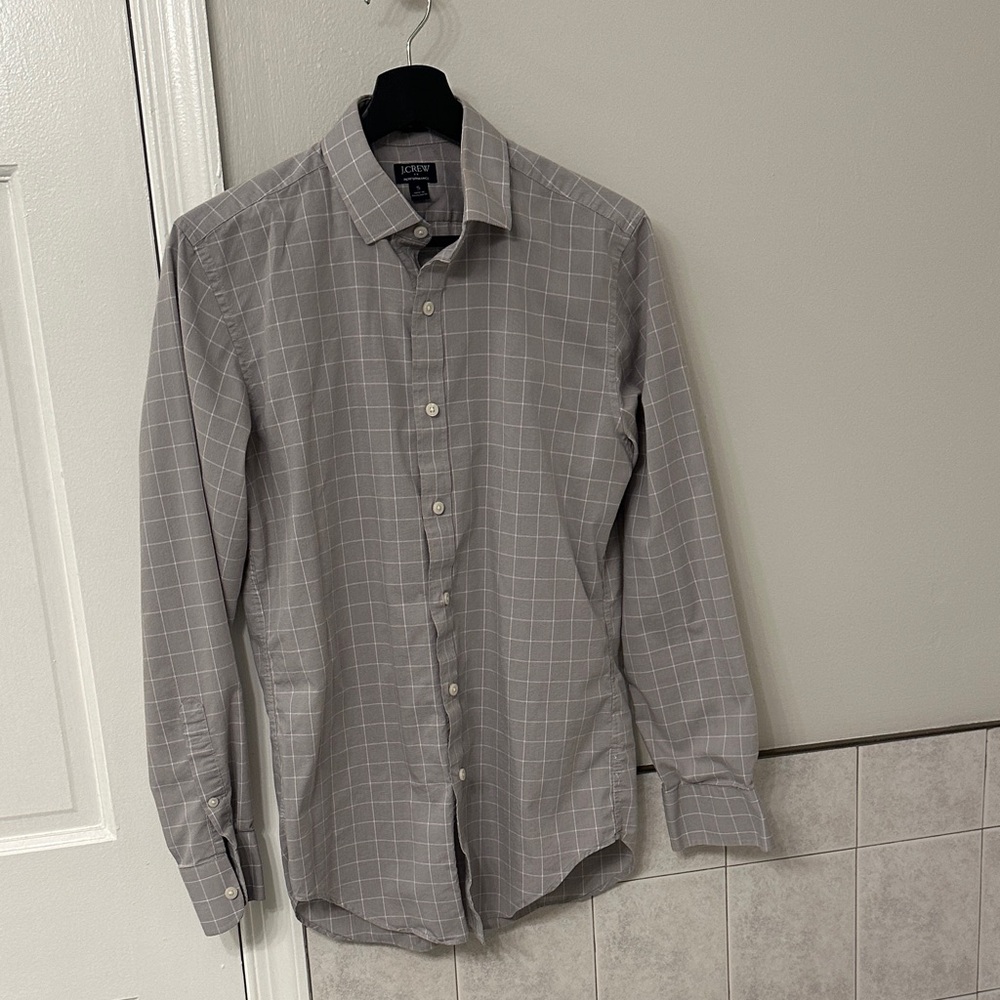 J. Crew Men's Gray Plaid Button Down Shirt